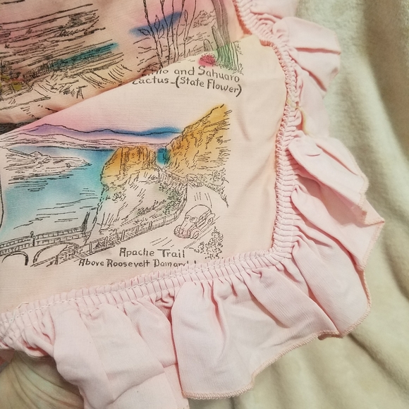 Vintage Pink Souvenir of Arizona Ruffled Apron - Picture 3 of 9